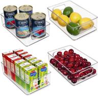 🍎 vtopmart stackable clear plastic food organizer bins with handles - 4 pack, bpa free, ideal for refrigerator, fridge, freezer, cabinet, kitchen, pantry organization – 10" long логотип