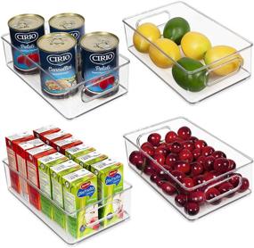 img 4 attached to 🍎 Vtopmart Stackable Clear Plastic Food Organizer Bins with Handles - 4 Pack, BPA Free, Ideal for Refrigerator, Fridge, Freezer, Cabinet, Kitchen, Pantry Organization – 10" Long