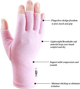 img 2 attached to 🧤 Relieve Joint Pain with 2 Pairs of Compression Arthritis Gloves for Women & Men - Fingerless Gloves for Rheumatoid & Osteoarthritis, Carpel Tunnel, and Computer Typing – Pink, Medium Size