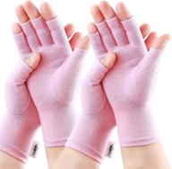 🧤 relieve joint pain with 2 pairs of compression arthritis gloves for women & men - fingerless gloves for rheumatoid & osteoarthritis, carpel tunnel, and computer typing – pink, medium size логотип