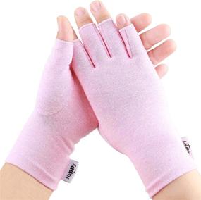 img 3 attached to 🧤 Relieve Joint Pain with 2 Pairs of Compression Arthritis Gloves for Women & Men - Fingerless Gloves for Rheumatoid & Osteoarthritis, Carpel Tunnel, and Computer Typing – Pink, Medium Size