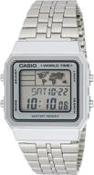 casio a500wa-7d винтажный унисекс-наручные часы - цифровые кварцевые часы с жк-дисплеем - серый стальной ремешок логотип