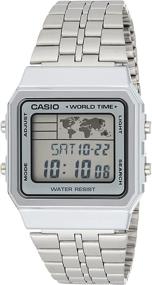 img 4 attached to Casio A500WA-7D Винтажный унисекс-наручные часы - Цифровые кварцевые часы с ЖК-дисплеем - Серый стальной ремешок