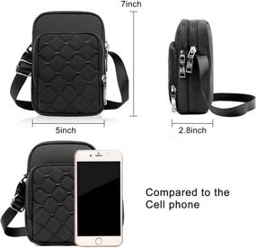 img 3 attached to Small Black Quilted Crossbody Phone Bag For Women Girls Cell Phone Handbag Smartphone Shoulder Bags Cute Crossbody IPhone Purse Wallet