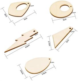 img 3 attached to 100PCS Unfinished Wood Blank Teardrop Circle Tapered Multiple Shapes Earring Pendant Set with 100 Earring Hooks and 100 Jump Rings - Laser Cut Craft DIY Jewelry Making Supplies by Newbested