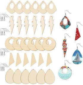 img 4 attached to 100PCS Unfinished Wood Blank Teardrop Circle Tapered Multiple Shapes Earring Pendant Set with 100 Earring Hooks and 100 Jump Rings - Laser Cut Craft DIY Jewelry Making Supplies by Newbested