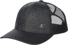 img 3 attached to 👑 Ariat Offset Logo Glitter Messy Bun Snapback Cap - Black Glitter - One Size