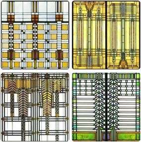 img 1 attached to 🖼️ CoasterStone Absorbent Coasters - Frank Lloyd Wright Art Glass Collection - Set of 4