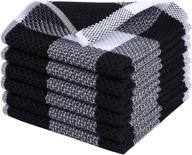 🧺 homaxy 100% cotton waffle weave check plaid dish cloths - soft & absorbent towels, quick drying - 6-pack white & black logo