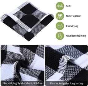 img 2 attached to 🧺 Homaxy 100% Cotton Waffle Weave Check Plaid Dish Cloths - Soft & Absorbent Towels, Quick Drying - 6-Pack White & Black