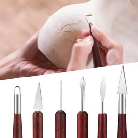 img 2 attached to 🔨 High Precision Clay Sculpting Tools - 6 PCS Set for Professional Carving, Sculpture, and Shaping - Double-Sided Pottery Tools with Wooden Handle