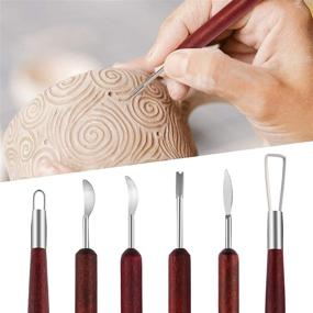 img 3 attached to 🔨 High Precision Clay Sculpting Tools - 6 PCS Set for Professional Carving, Sculpture, and Shaping - Double-Sided Pottery Tools with Wooden Handle