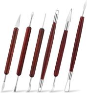 🔨 high precision clay sculpting tools - 6 pcs set for professional carving, sculpture, and shaping - double-sided pottery tools with wooden handle logo