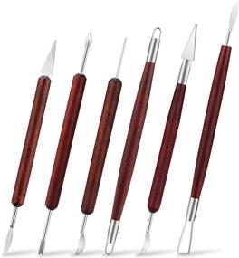 img 4 attached to 🔨 High Precision Clay Sculpting Tools - 6 PCS Set for Professional Carving, Sculpture, and Shaping - Double-Sided Pottery Tools with Wooden Handle