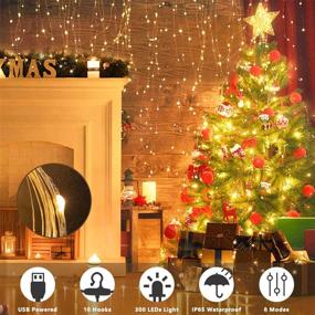 img 2 attached to 300 LED Christmas Curtain String Fairy Backdrop Lights – 9.8x9.8 FT, USB Powered, 8 Lighting Modes, Twinkle String Lights with Remote Control – Ideal for Bedroom, Indoor, Outdoor, Garden Wedding, Party, Décor