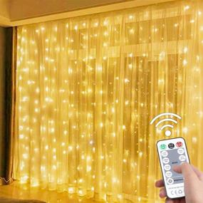 img 4 attached to 300 LED Christmas Curtain String Fairy Backdrop Lights – 9.8x9.8 FT, USB Powered, 8 Lighting Modes, Twinkle String Lights with Remote Control – Ideal for Bedroom, Indoor, Outdoor, Garden Wedding, Party, Décor