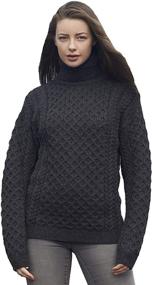 img 3 attached to Aran Crafts Unisex Irish Cable Knitted Soft Roll Neck Sweater: Luxurious 100% Merino Wool Comfort