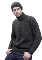aran crafts unisex irish cable knitted soft roll neck sweater: luxurious 100% merino wool comfort logo