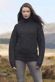 img 2 attached to Aran Crafts Unisex Irish Cable Knitted Soft Roll Neck Sweater: Luxurious 100% Merino Wool Comfort