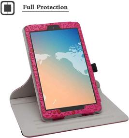 img 2 attached to 🌹 Bige Rotary Stand Case for Alcatel Joy Tab 2 8" - Cute Pattern Cover, 360 Degree Rotation, Rose Red - Compatible with TCL Tab 8 and T-Mobile Joy Tab 2 8