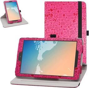 img 4 attached to 🌹 Bige Rotary Stand Case for Alcatel Joy Tab 2 8" - Cute Pattern Cover, 360 Degree Rotation, Rose Red - Compatible with TCL Tab 8 and T-Mobile Joy Tab 2 8