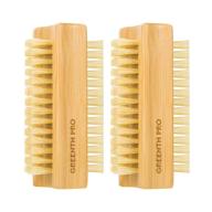 🌿 greenth pro bamboo nail brush set, 2pcs dual-sided firm wooden sisal scrub brush for effective toes and nails cleaning, eco-friendly nail brush logo