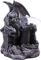 dwk fragrance of the fierce: mythical gothic dragon castle guardian wax melt warmer oil burner - 9-inch aromatherapy lamp & home decor, antique black pewter finish logo