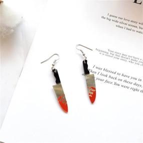 img 1 attached to Gothic Acrylic Blood Printed Knife Earrings Set – 4 Pairs 🔪 for Women, Girls, Teens; Perfect for Punk, Hip Hop & Halloween Parties