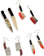 gothic acrylic blood printed knife earrings set – 4 pairs 🔪 for women, girls, teens; perfect for punk, hip hop & halloween parties logo