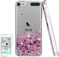 чехол atump glitter liquid clear bling tpu с блестками для телефона ipod touch 7/6/5 - розовый, с защитной пленкой для экрана hd - идеально подходит для девочек! логотип