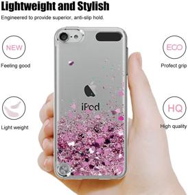 img 2 attached to Чехол Atump Glitter Liquid Clear Bling TPU с блестками для телефона iPod Touch 7/6/5 - Розовый, с защитной пленкой для экрана HD - идеально подходит для девочек!