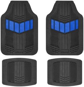 img 2 attached to Universal Fit Car Seat Covers and Floor Mats Combo: BDK Two-Tone PolyCloth Full Set with Motor Trend Dual-Accent Rubber Mats in Black & Blue