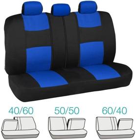 img 1 attached to Universal Fit Car Seat Covers and Floor Mats Combo: BDK Two-Tone PolyCloth Full Set with Motor Trend Dual-Accent Rubber Mats in Black & Blue