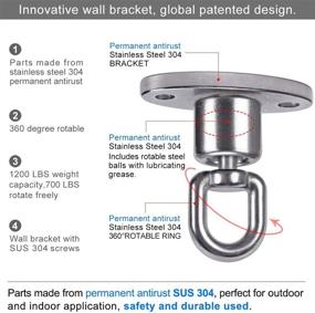 img 1 attached to 🪁 SELEWARE Silent Swing Hangers with Ball Bearing, Heavy Duty 360° Rotate Swivel Hook for Wooden Playground, Yoga Hammock Chair, Rope Punching Bag, Porch Tire Web, and Swing Sets - 1200 lbs. Capacity