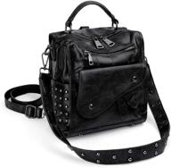 🎒 stylish and versatile: uto women's studded backpack purse - pu leather convertible rucksack featuring zipper pocket and crossbody shoulder bag design logo