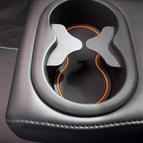 img 4 attached to Аксессуары для Dodge Challenger 2015-2022 - Вставки для подстаканников CupHolderHero Premium Custom Interior Non-Slip Anti Dust, Коврики для центральной консоли, Накладки для карманов дверей (комплект из 11 предметов) с оранжевой отделкой.