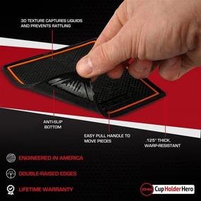 img 2 attached to Аксессуары для Dodge Challenger 2015-2022 - Вставки для подстаканников CupHolderHero Premium Custom Interior Non-Slip Anti Dust, Коврики для центральной консоли, Накладки для карманов дверей (комплект из 11 предметов) с оранжевой отделкой.