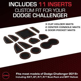 img 3 attached to Аксессуары для Dodge Challenger 2015-2022 - Вставки для подстаканников CupHolderHero Premium Custom Interior Non-Slip Anti Dust, Коврики для центральной консоли, Накладки для карманов дверей (комплект из 11 предметов) с оранжевой отделкой.