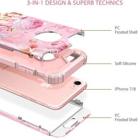 img 3 attached to 🌸 Floral Heavy Duty Shockproof iPhone 8/7 Case: Hekodonk Pink Flower Hybrid Protective Cover