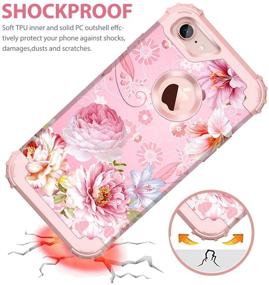 img 1 attached to 🌸 Floral Heavy Duty Shockproof iPhone 8/7 Case: Hekodonk Pink Flower Hybrid Protective Cover