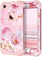 🌸 floral heavy duty shockproof iphone 8/7 case: hekodonk pink flower hybrid protective cover logo