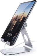 lamicall tablet stand: adjustable desktop holder dock for ipad pro 9.7, 10.5, 12.9, kindle, nexus, tab, e-reader (4-13') - silver logo
