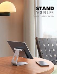 img 3 attached to Lamicall Tablet Stand: Adjustable Desktop Holder Dock for iPad Pro 9.7, 10.5, 12.9, Kindle, Nexus, Tab, E-Reader (4-13') - Silver