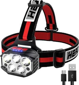 img 4 attached to 🔦 Rechargeable LED Headlamp with 1100Lumen Super Bright Flashlight and Red Light - 14 Modes, Waterproof, Motion Sensor - Lightweight Headlight for Camping, Hiking, Fishing - Adults Outdoor Headlamps