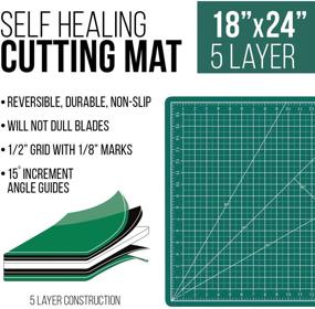 img 3 attached to 18x24 Green/Black Professional Self Healing 5-Ply Double Sided Durable Non-Slip PVC Cutting Mat for Scrapbooking, Quilting, Sewing and Arts & Crafts Projects - US Art Supply