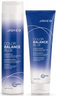 🔵 joico color balance blue shampoo &amp; conditioner set, neutralize brassy and orange tones, ideal for lightened brown hair logo