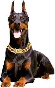 img 1 attached to Premium 18k Gold Dog Chains Necklace for Large Medium Dogs - Personalized, Wide 19mm Cuban Link Collars for Boys and Girls, Sizes 16-26Inches