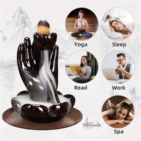 img 2 attached to 🏠 Enhance Home Decor and Aromatherapy with Hisigo Smoke Waterfall Incense Burner: Cone Burner Waterfall Space Keeper, Including 20 Free Cone Sets and 1 Mat