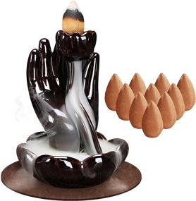 img 4 attached to 🏠 Enhance Home Decor and Aromatherapy with Hisigo Smoke Waterfall Incense Burner: Cone Burner Waterfall Space Keeper, Including 20 Free Cone Sets and 1 Mat