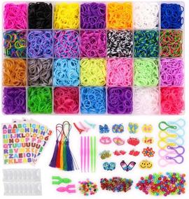 img 4 attached to 🌈 Loom Rubber Bands Mega Kit - 11,000pcs Refill in 28 Colors with Accessories: S-Clips, ABC Beads, Charms & More!